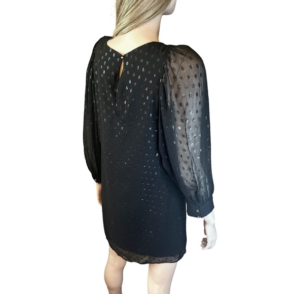 Lilly Pulitzer Silk Maisel Dress Silver Metallic Sparkle Dotted Blouson Sleeve - Picture 7 of 16